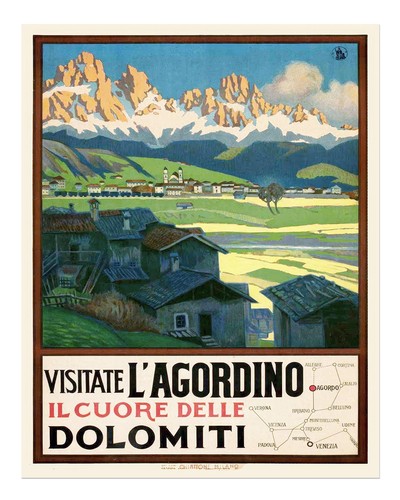 Dolomiten vintage reiseplakat - dolomiten,
